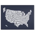 Trademark Fine Art Michael Tompsett 'SLATE-USA States Text Map' Canvas Art, 16x24 MT0233-C1624GG